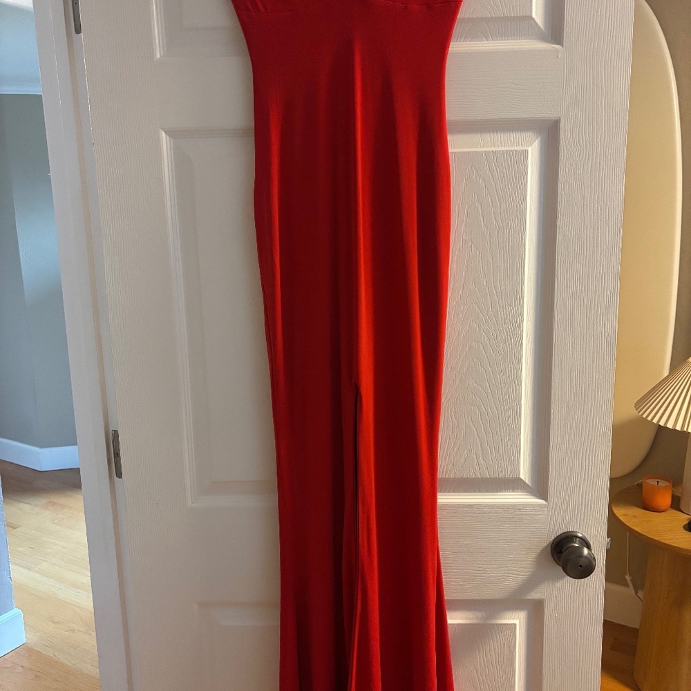 Red gown from Revolve.